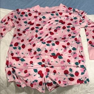 Strawberry Print Pink Kids Pajamas